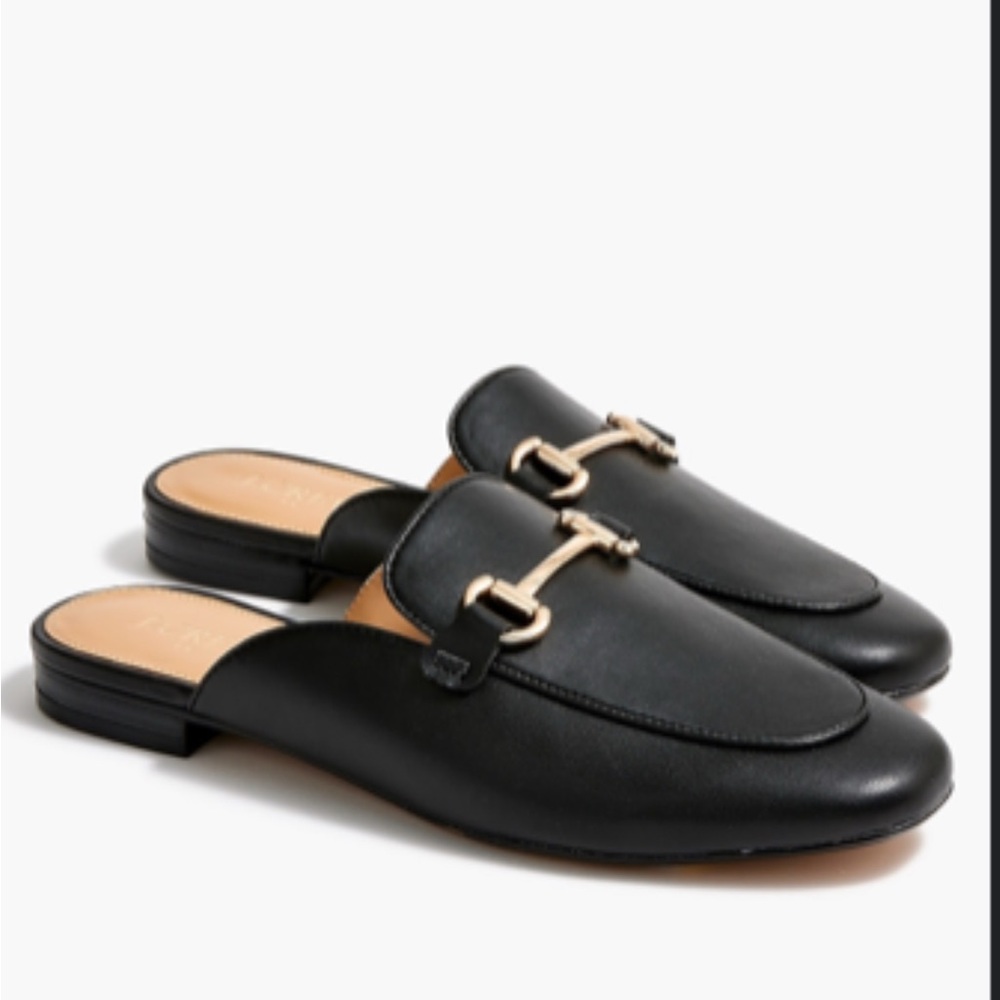 J. Crew Slip-on mules black gold